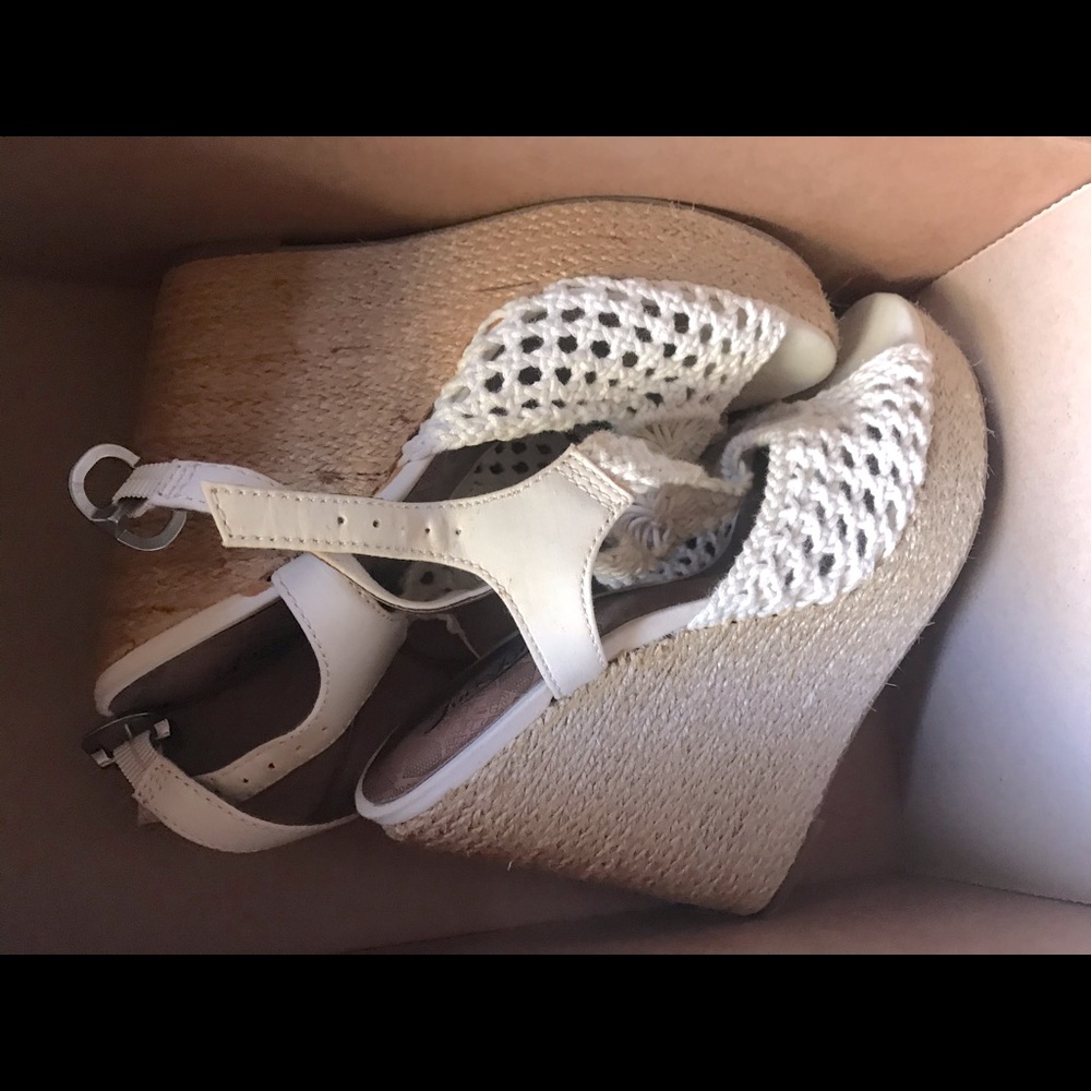 Lucky Brand woven platform wedge espadrilles 7.5
